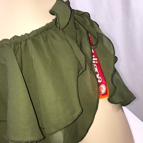 Zuliana Size Small Dark Green Ruffle Tie Skirt. Made In USA. New With Tags. - Picture 2 of 4
